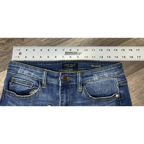 Judy Blue Relaxed Fit Jeans Capri JB8271DK Medium Wash Destroyed Women’s 9/29 - Picture 5 of 7